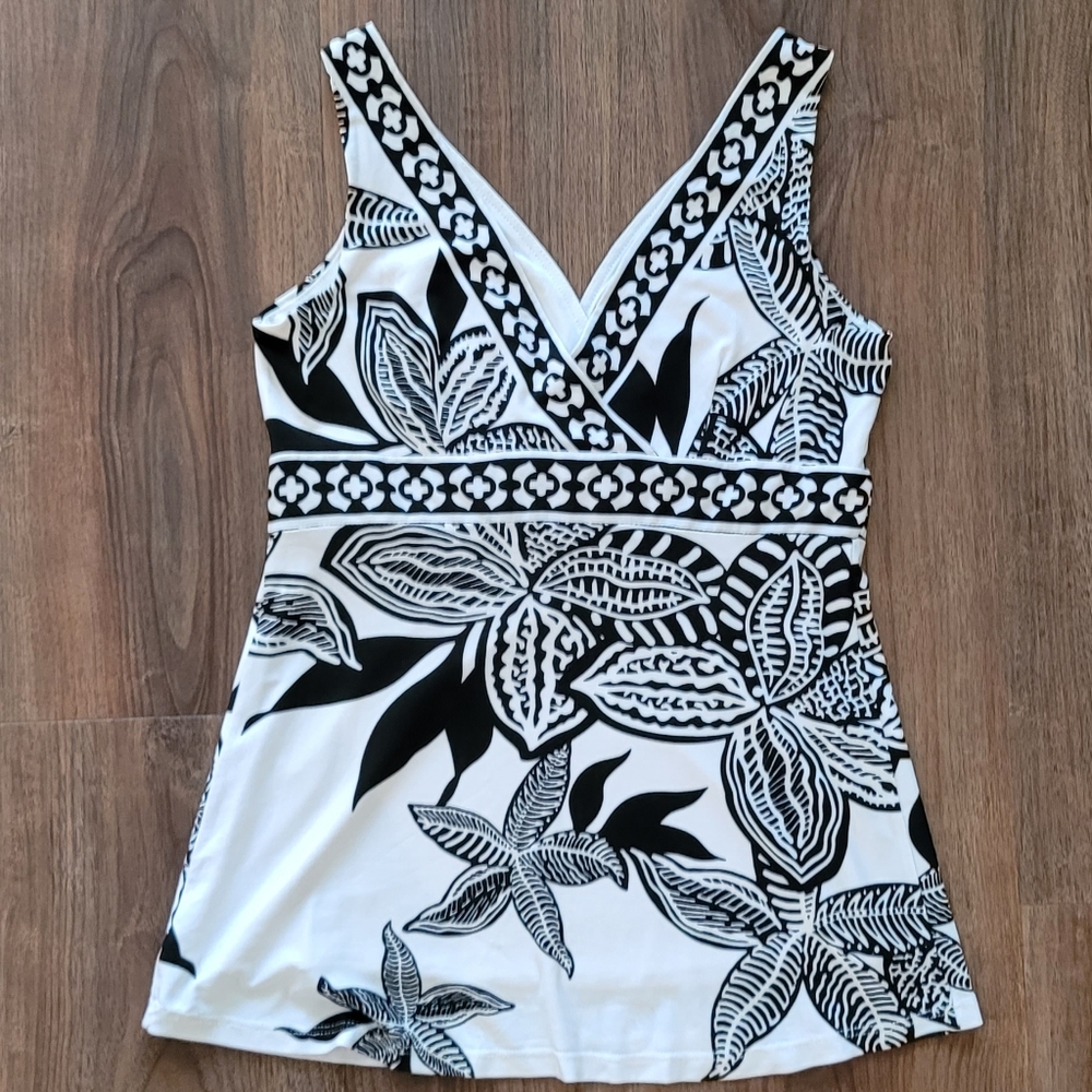 Cocktail Black and White Criss Cross Top, New